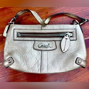 Coach vintage Champagne Gold Wristlet Textured Leather and Polished Hardware